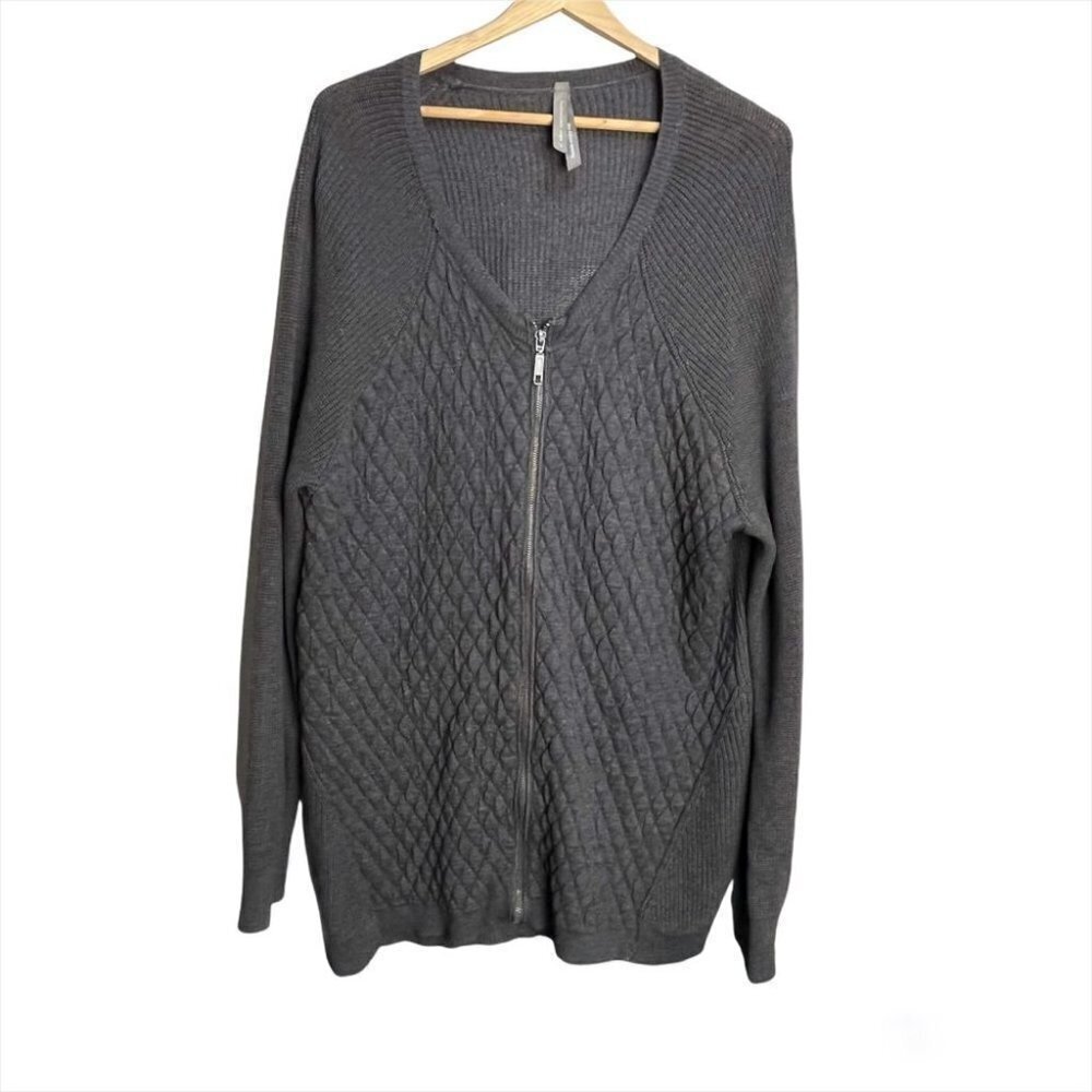 Pennington’s Grey Full Zip Cardigan Sweater Size 2X